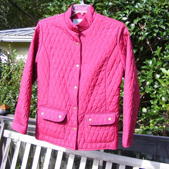 Van Heusen Jackets & Coats Ladies M Burgundy Red Quilt Pattern Fleece Jacket Coat By Van